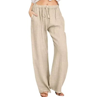 Calça cargo de algodão de linho sólido